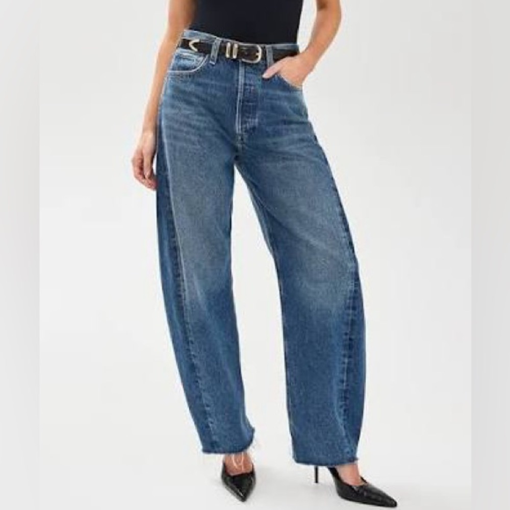 GEF France Classic Blue Denim Jeans tapered boyfriend cut size 6 like new NWOT